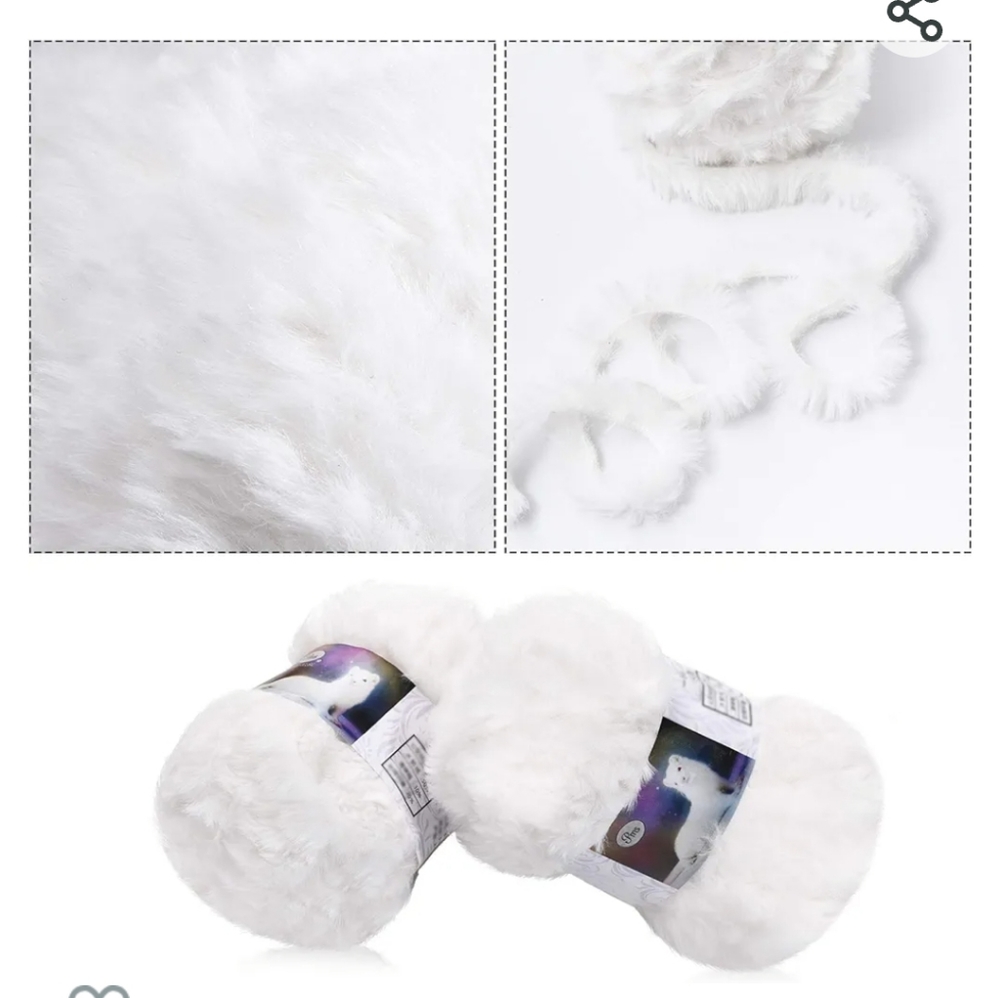 1 Skein Soft white fuzzy fur - Picture 4 of 6